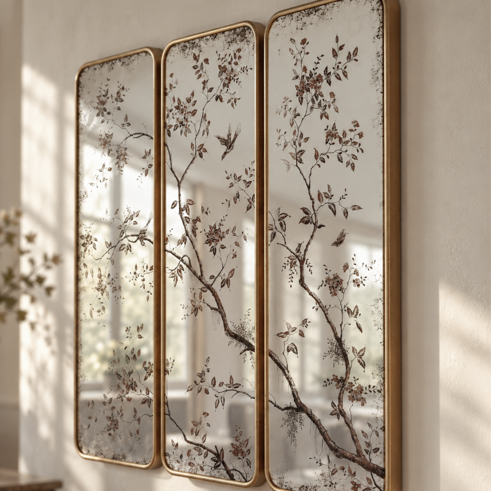 Antique Botanical Mirror Trio