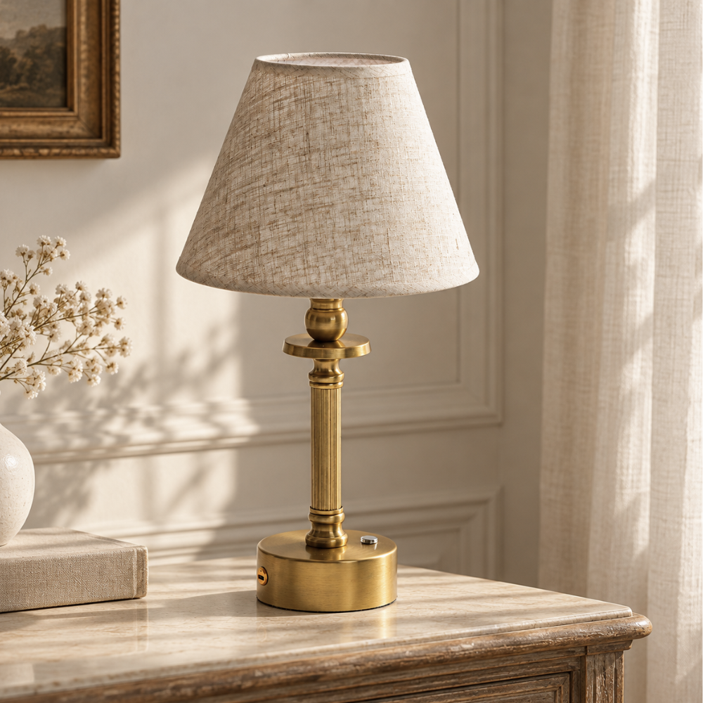 Brass Rechargeable Table Lamp | Oatmeal