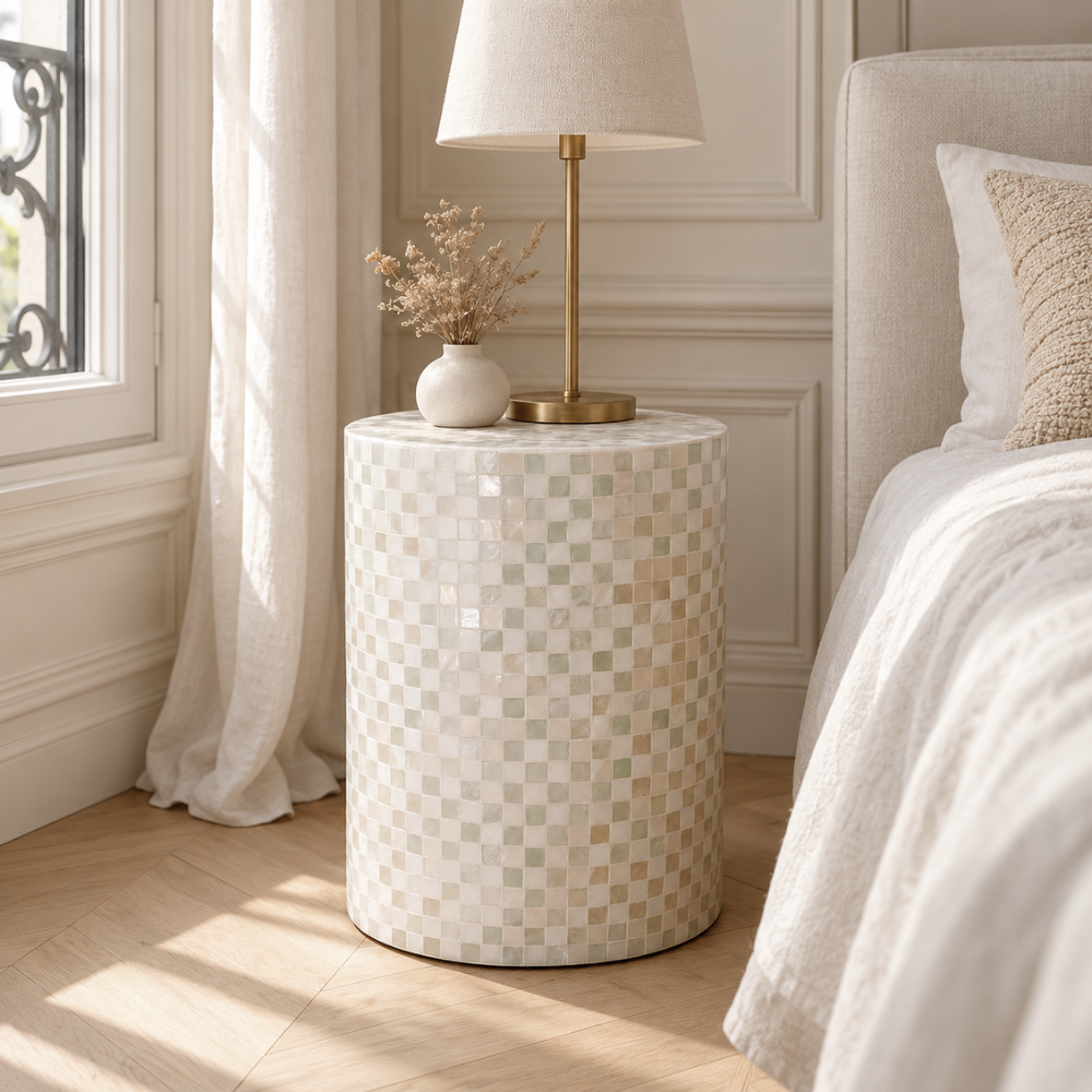 Green Capiz Shell Accent Table